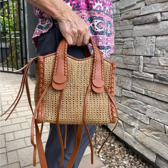 SALE Chloé Mony Small Raffia Tote Crossbody - Picture 1 of 16
